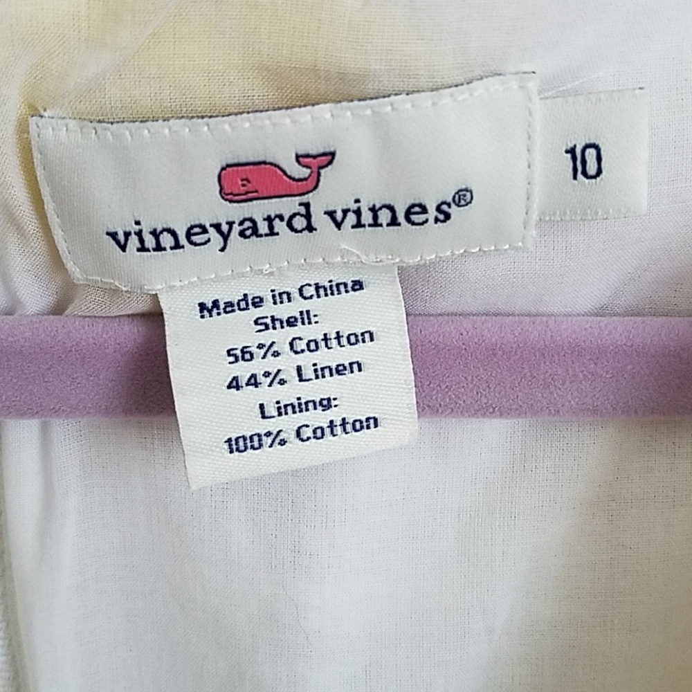 Vineyard Vines White Linen Midi Dress with Yellow Embroidery - Picture 3 of 6